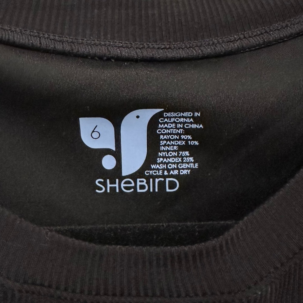 SheBird Dress Ruched Ribbed Built In Bra‎ Performance Fitted Stretch 6 black - Picture 4 of 5